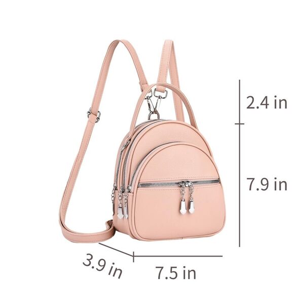 9893 Covertible Backpack Purse Fashion Leather Small Backpack Handbags-Pink main image 4